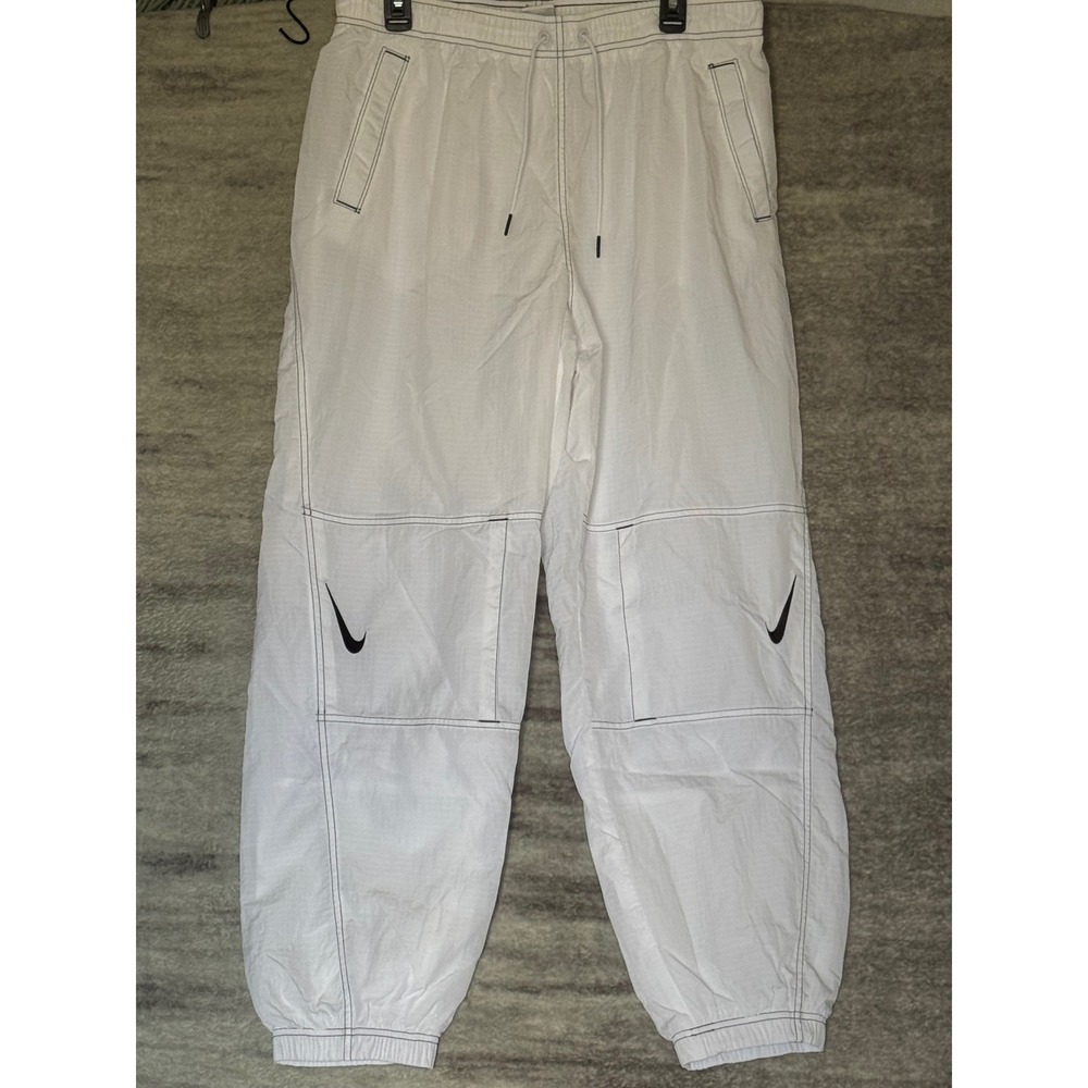 Nike Sportswear Essential Woven High Rise Oversized Jogger Pants White Black